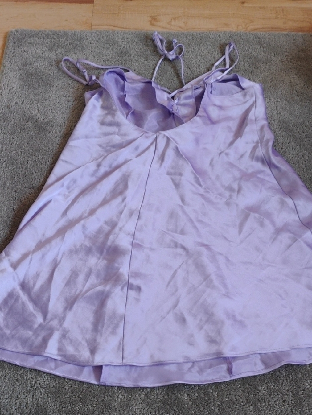 Frederick's of Hollywood Lavender Satin Chemise Babydoll - Picture 5 of 7